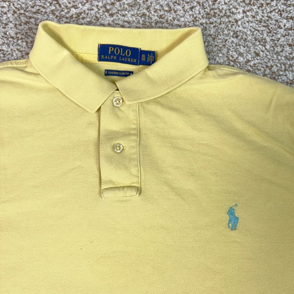 Polo Ralph Lauren Polo Shirt Mens XL Yellow Custom Slim Fit Cotton Pony Logo Top